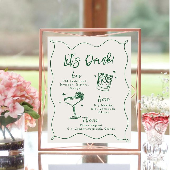 Hand drawn wedding Signature Cocktails Drink Table Poster (Creator Uploaded)