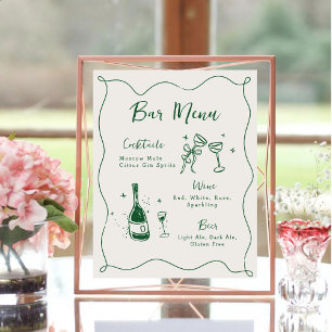 Hand drawn wedding Signature Drink bar Menu Poster