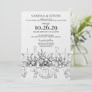 Hand Drawn Wedding Table Rehearsal Dinner Invitation