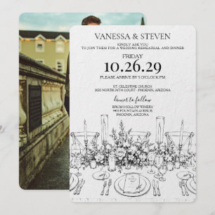 Hand Drawn Wedding Table Rehearsal Dinner Invitation