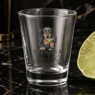 Hand Drawn Weenies and Martinis Dachshund Shot Glass