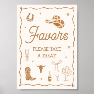 Hand Drawn Western Bridal Shower Favour Poster