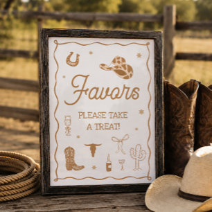 Hand Drawn Western Bridal Shower Favour Poster