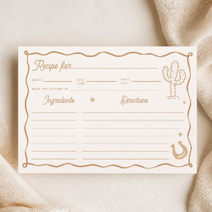Hand Drawn Western Bridal Shower Recipe Card