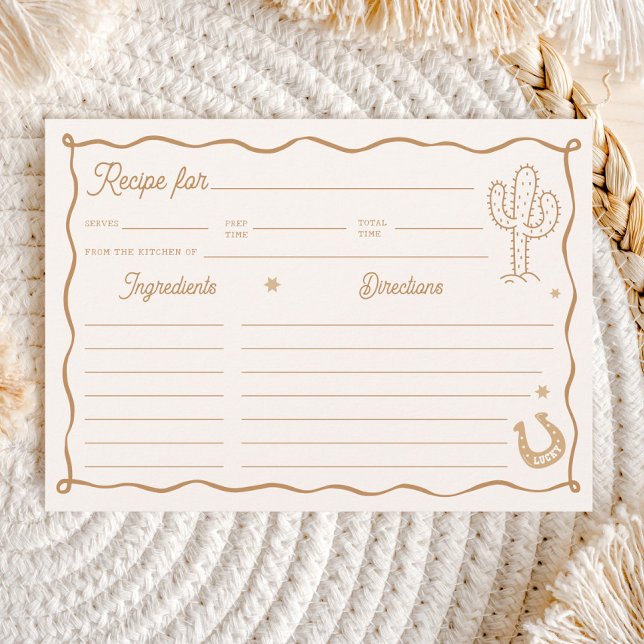 Hand Drawn Western Bridal Shower Recipe Card (Creator Uploaded)