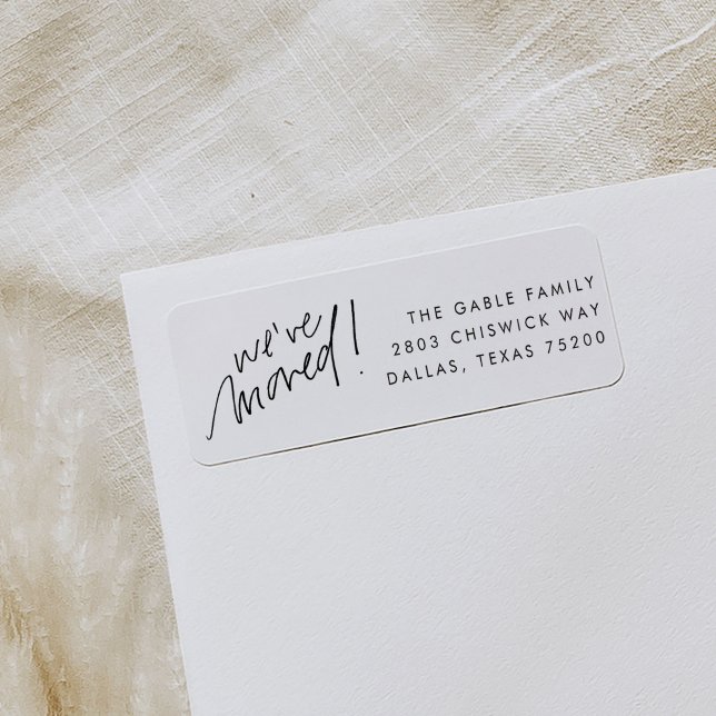 Hand Drawn We've Moved Return Address Labels (We've moved simple moving announcement return address label.)