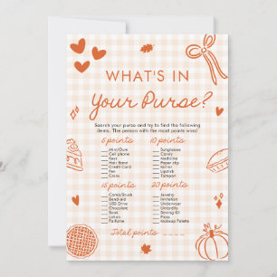 Hand Drawn What's In Your Purse Baby Shower Game Invitation