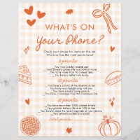 Hand Drawn What's on Your Phone Baby Shower Game