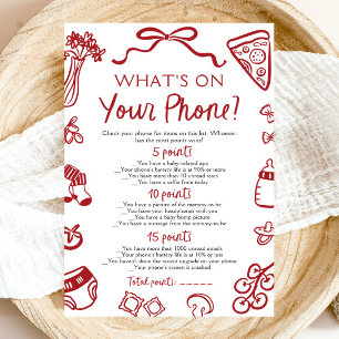 Hand Drawn What's on Your Phone Baby Shower Game Invitation