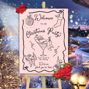 Hand drawn whimisical doodle Christmas Party  Poster