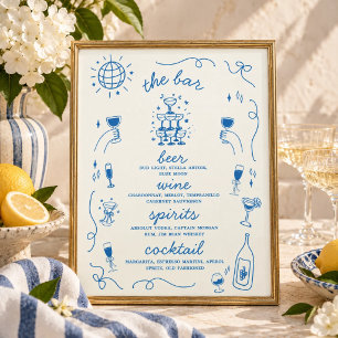 Hand Drawn Whimsical Bar Drink Menu Wedding Sign