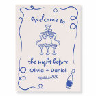 Hand Drawn Whimsical Blue Rehearsal Dinner Sign