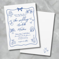 Hand Drawn Whimsical Blue Wedding