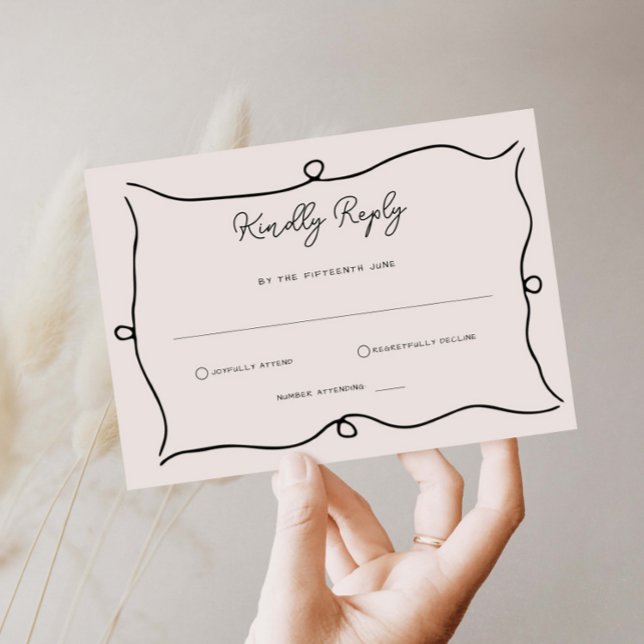 Hand Drawn Whimsical Border RSVP Reply Card (Creator Uploaded)