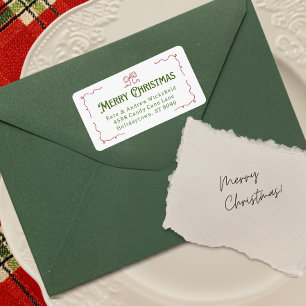 Hand Drawn Whimsical Bow Christmas Return Address Label
