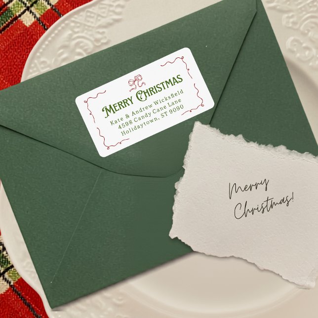 Hand Drawn Whimsical Bow Christmas Return Address Label (Hand Drawn Whimsical Bow Christmas Return Address Label)