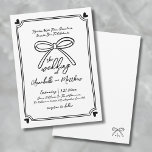 Hand Drawn Whimsical Bow Wedding Invitation<br><div class="desc">Quirky Hand Drawn Whimsical Bow Wedding Invitation. This simple and elegant design is perfect for couples seeking a modern, understated approach with a touch of charm. Featuring a timeless black-and-white colour palette, it has a clean and sophisticated look that feels both personal and stylish. The focal point of the design...</div>