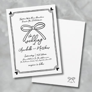 Hand Drawn Whimsical Bow Wedding Invitation