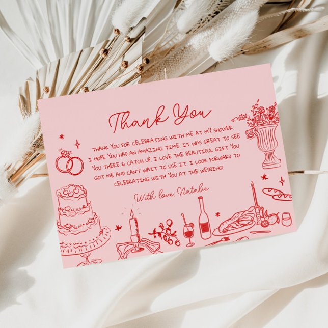 Hand Drawn Whimsical Bridal Shower Thank You Enclosure Card (Creator Uploaded)