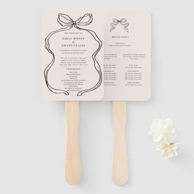 Hand Drawn Whimsical Ceremony Program Hand Fan (Front and Back)