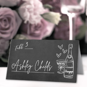 Hand Drawn Whimsical Chalkboard Wedding Place Card