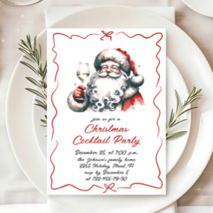 Hand Drawn Whimsical Christmas Cocktail Party Invitation