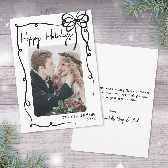 Hand Drawn Whimsical Christmas Happy Holidays Holiday Card (Hand Drawn Whimsical Christmas Happy Holidays Holiday Card)