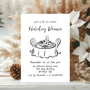 Hand Drawn Whimsical Christmas Holiday Dinner Invi Invitation
