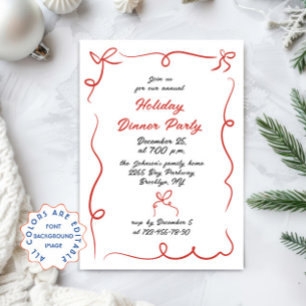 Hand Drawn Whimsical Christmas Holiday Dinner Invitation