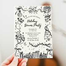 Hand Drawn Whimsical Christmas Holiday Dinner