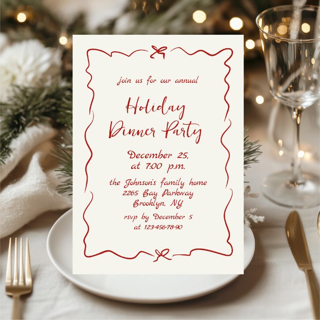 Hand Drawn Whimsical Christmas Holiday Dinner Invitation (Creator Uploaded)