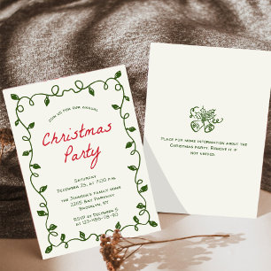 Hand Drawn Whimsical Christmas Holiday Party Invitation