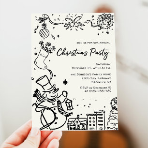 Hand Drawn Whimsical Christmas Holiday Party Invitation