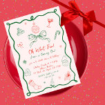 Hand Drawn Whimsical Christmas Winter 1st Birthday Invitation<br><div class="desc">Invite guests to a whimsical winter birthday celebration with this quirky, handwritten French coquette invitation. Featuring playful doodles, bows, and a festive mix of pink, red, and green, it captures a charming vintage aesthetic. Perfect for those seeking a fun and creative holiday invite with a unique touch. Customise text and...</div>