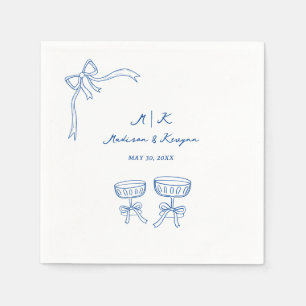 Hand Drawn Whimsical Doodle Blue Wedding Napkin
