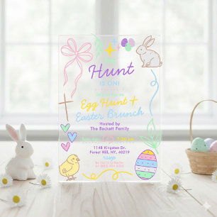 Hand Drawn Whimsical Doodles Easter Party Acrylic Invitations