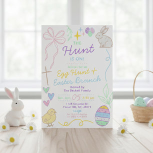 Hand Drawn Whimsical Doodles Easter Party Invitation