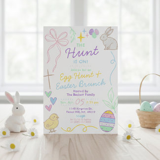 Hand Drawn Whimsical Doodles Easter Party Invitation