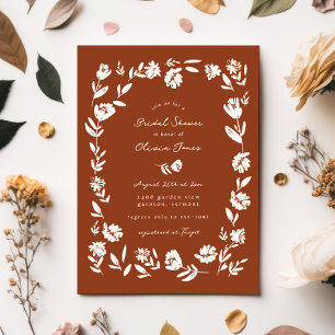 Hand Drawn Whimsical Flower Border Bridal Shower Invitation