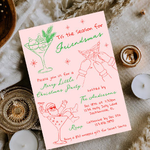 Hand Drawn Whimsical Friendsmas Christmas Party Invitation