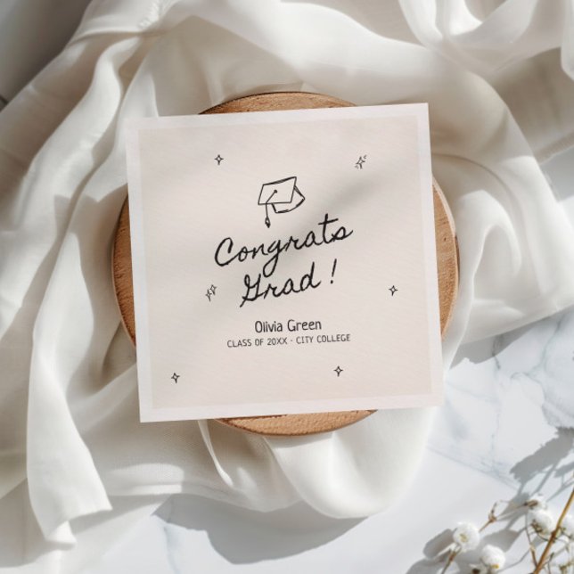 Hand Drawn Whimsical Graduation Party Napkin (Creator Uploaded)