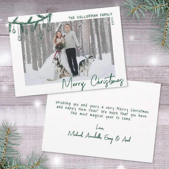 Hand Drawn Whimsical Green Merry Christmas Holiday Card (Hand Drawn Whimsical Green Merry Christmas Holiday Card)