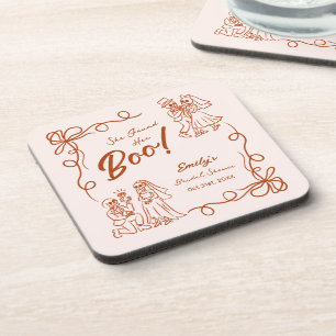 Hand Drawn Whimsical Halloween Bridal Shower Coaster