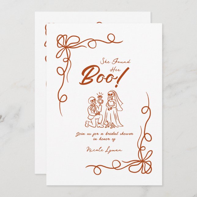 Hand Drawn Whimsical Halloween Bridal Shower Invitation (Front/Back)