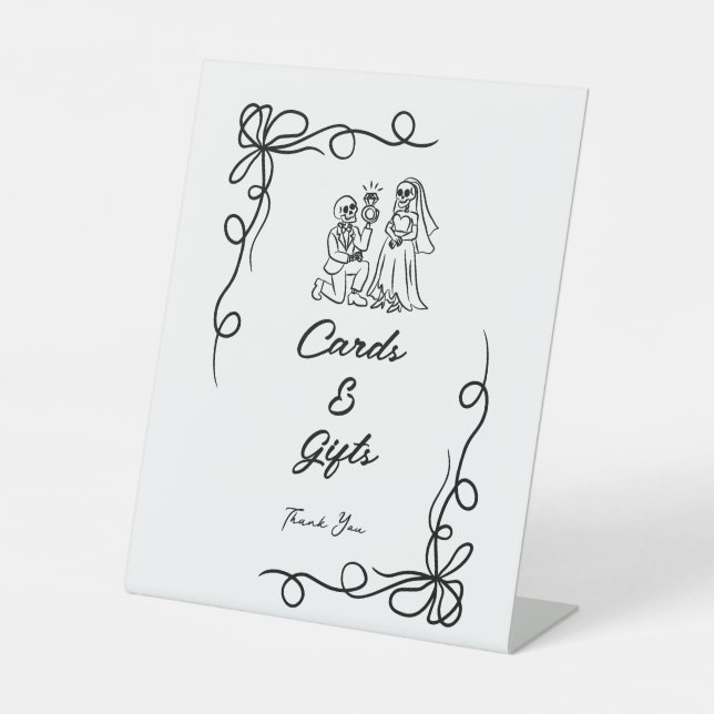 Hand Drawn Whimsical Halloween Bridal Shower Pedestal Sign (Front)
