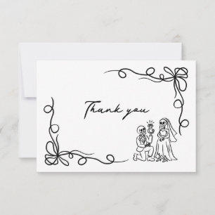 Hand Drawn Whimsical Halloween Bridal Shower  Thank You Card