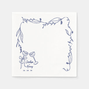 Hand Drawn whimsical Italian wedding Napkin