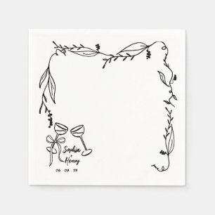 Hand Drawn whimsical Italian wedding Napkin