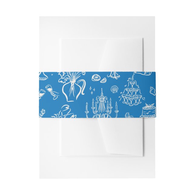 Hand-drawn whimsical line art wedding style invitation belly band (Front Example)