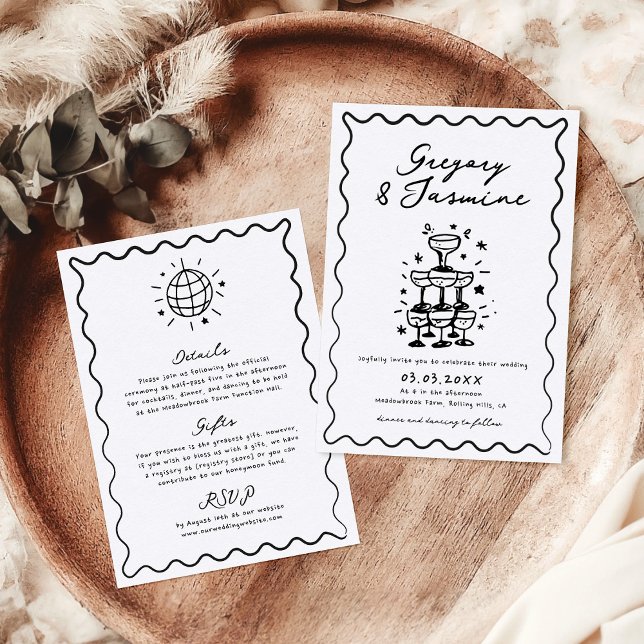 Hand Drawn Whimsical Quirky Handwritten Wedding Invitation (Creator Uploaded)